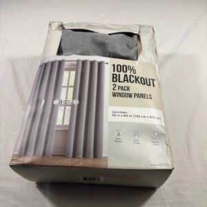 Costco 100% Blackout Window Panels 2 Pack Grey NEW 52x84 Magnetic Closure